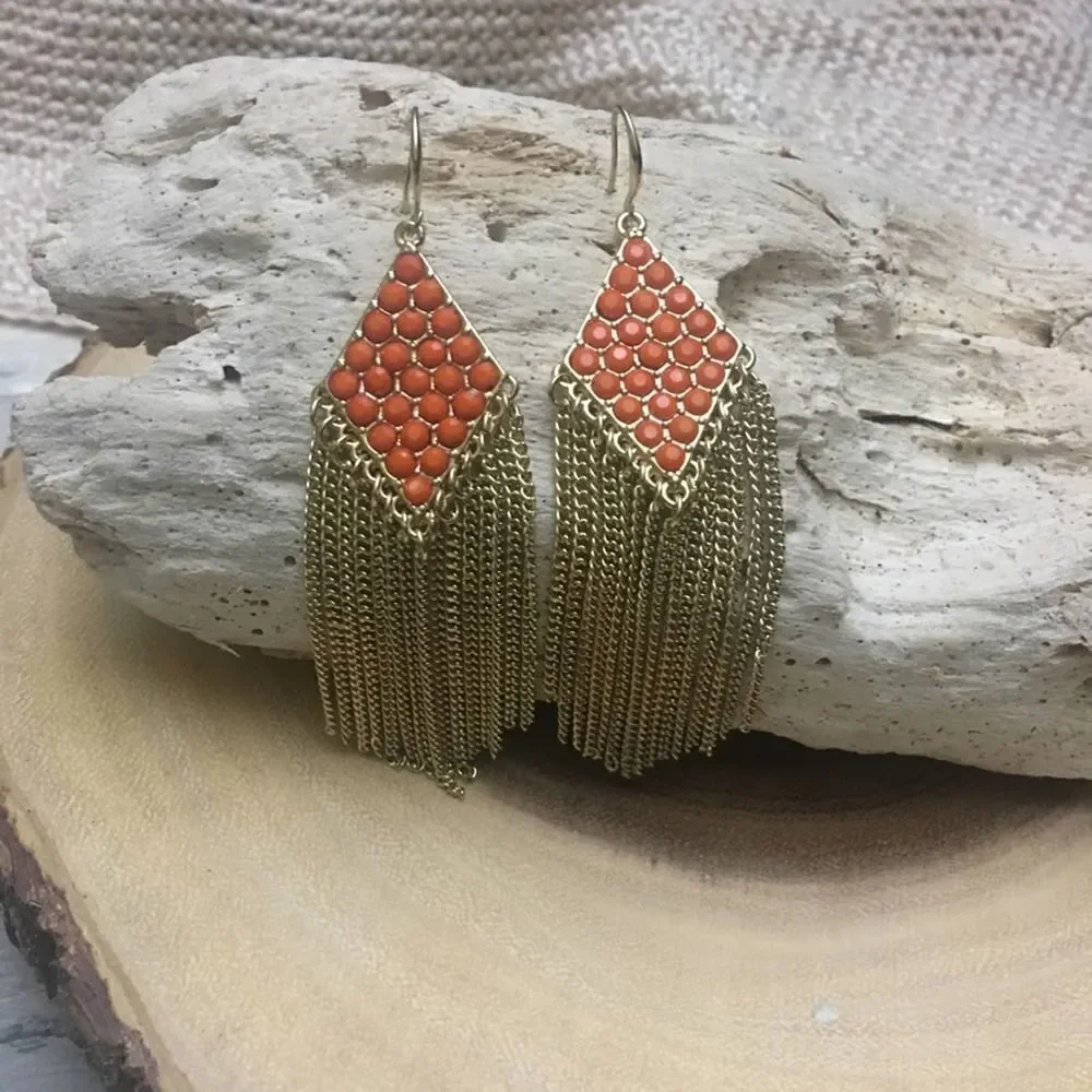 Amrita Singh diamond-shaped coral drop earrings